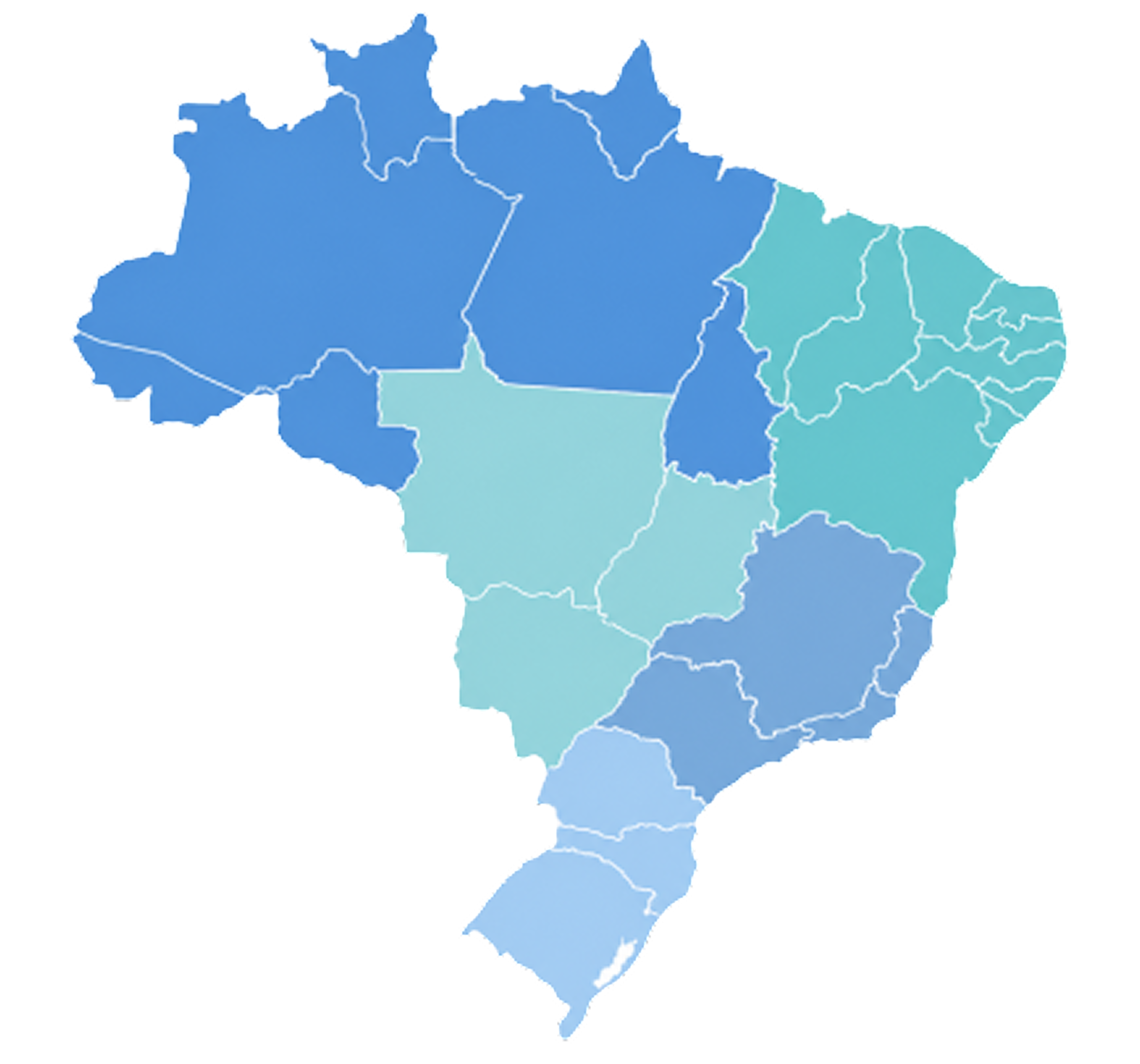 Mapa completo do Brasil dividido por regiões